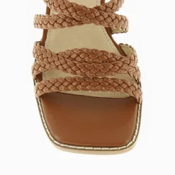 Sandales Miranda Camel A Multibrides Tressees Et Talon Haut