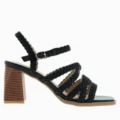 Sandales Miranda Noires A Multibrides Tressees Et Talon Haut