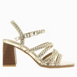 Sandales Miranda Or A Multibrides Tressees Et Talon Haut