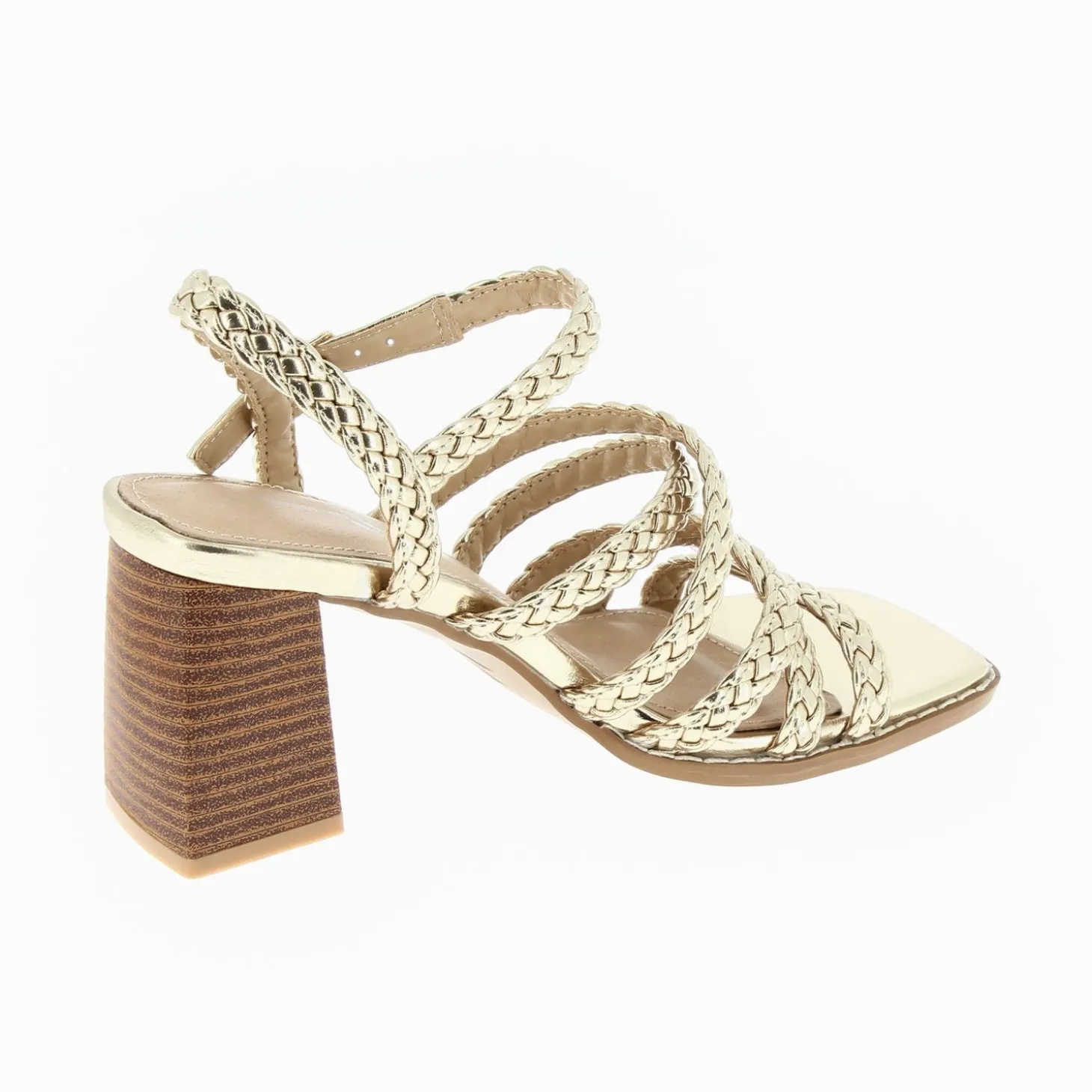 Sandales Miranda Or A Multibrides Tressees Et Talon Haut