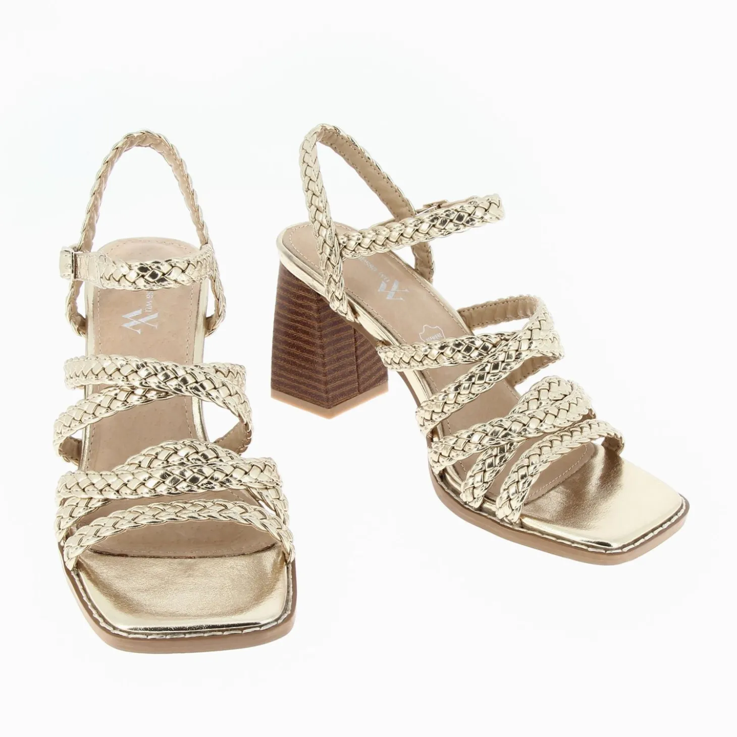 Sandales Miranda Or A Multibrides Tressees Et Talon Haut