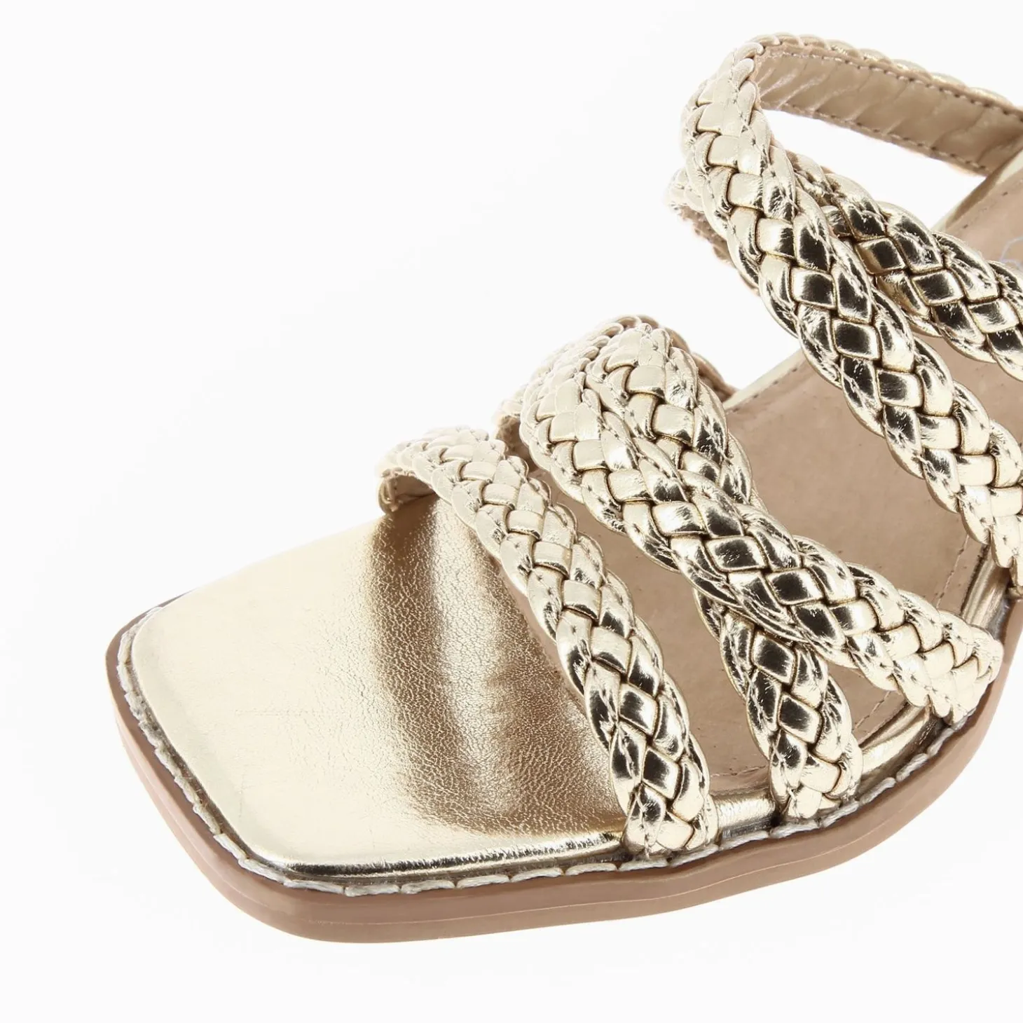 Sandales Miranda Or A Multibrides Tressees Et Talon Haut