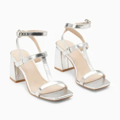 Sandales Nelly Argent A Brides Et Talon Haut