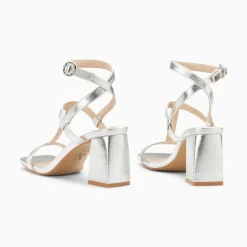 Sandales Nelly Argent A Brides Et Talon Haut
