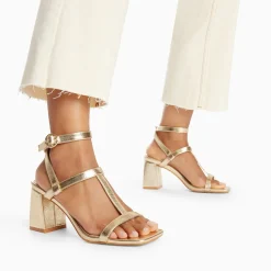Sandales Nelly Or A Brides Et Talon Haut
