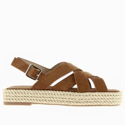 Sandales Plateformes Linda A Brides Croisees Camel