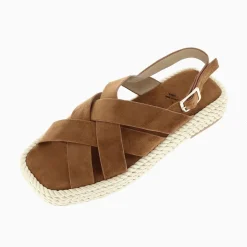 Sandales Plateformes Linda A Brides Croisees Camel