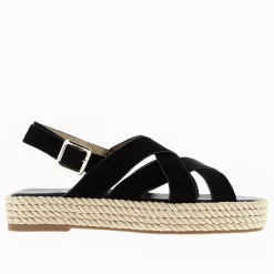 Sandales Plateformes Linda A Brides Croisees Noires