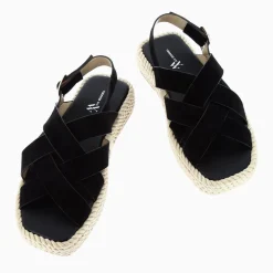 Sandales Plateformes Linda A Brides Croisees Noires