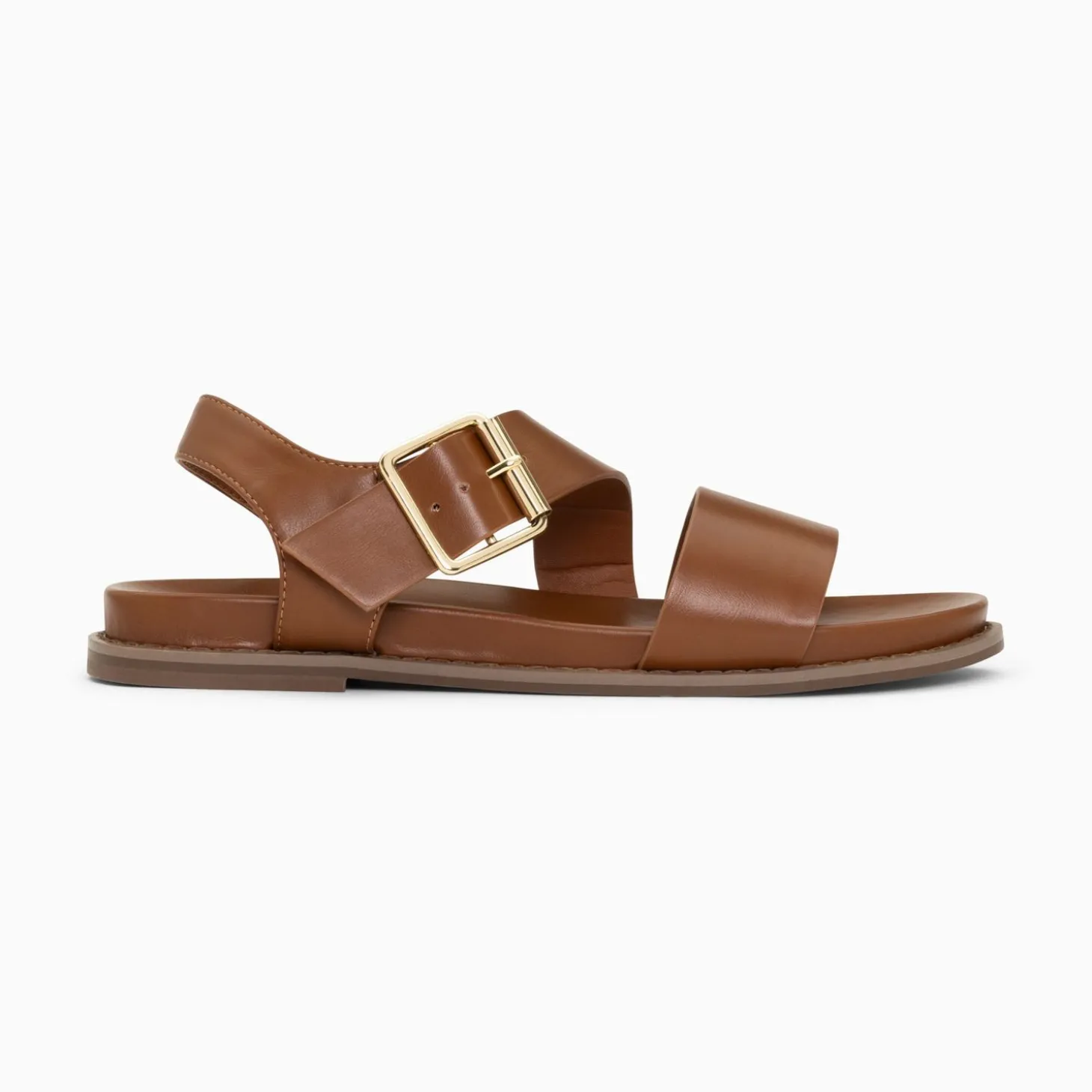 Sandales Plates Ameline Camel A Larges Brides
