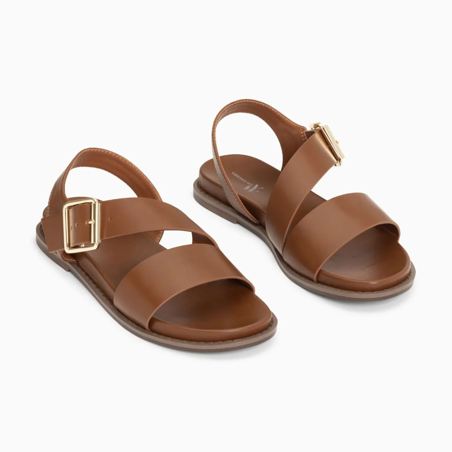 Sandales Plates Ameline Camel A Larges Brides