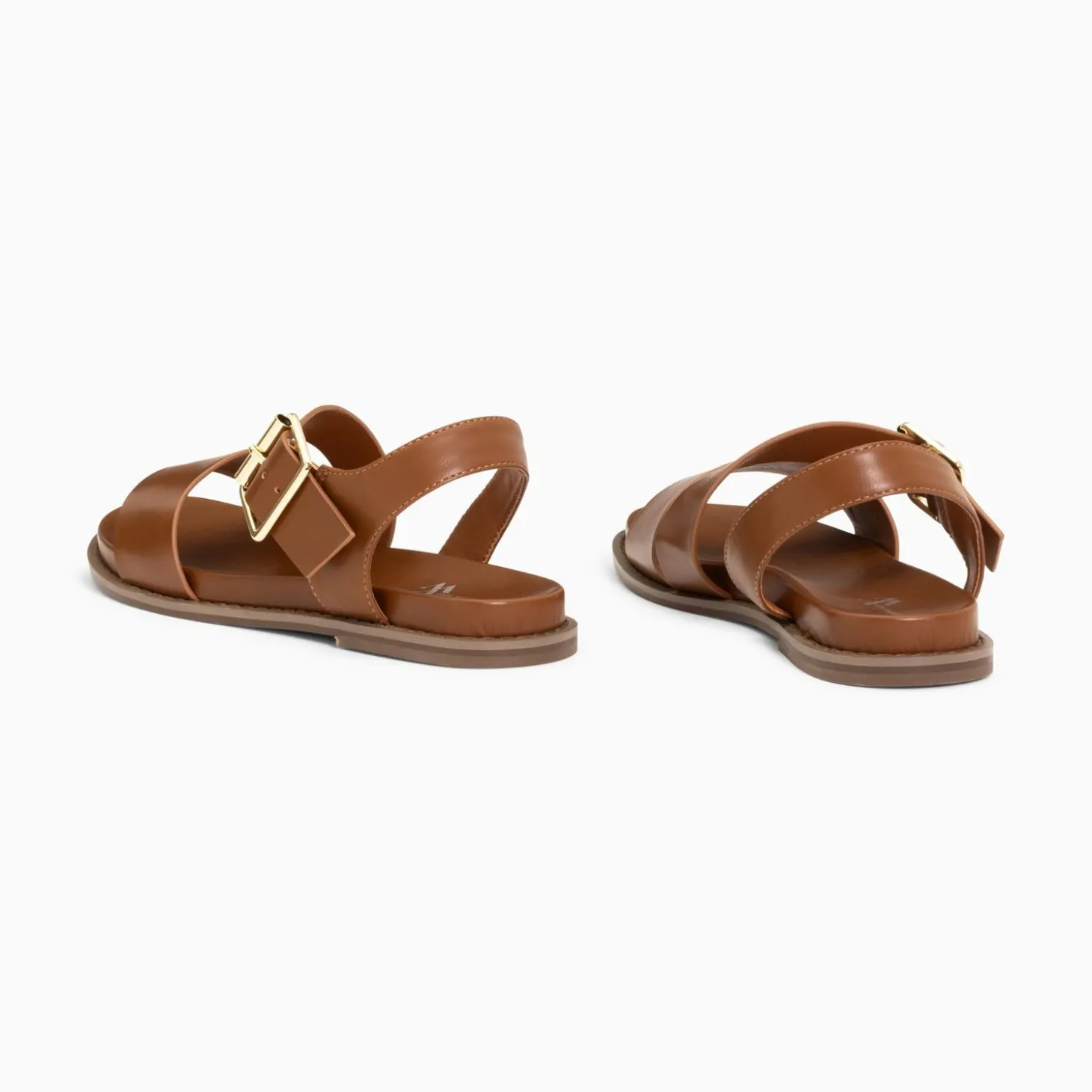 Sandales Plates Ameline Camel A Larges Brides
