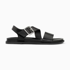 Sandales Plates Ameline Noires A Larges Brides