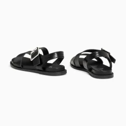 Sandales Plates Ameline Noires A Larges Brides
