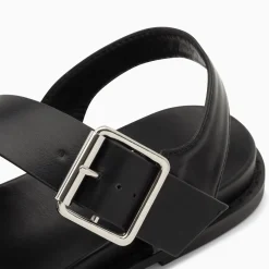 Sandales Plates Ameline Noires A Larges Brides