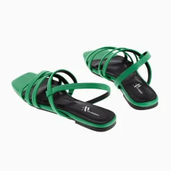 Sandales Plates Aniyah Vertes A Bout Carre