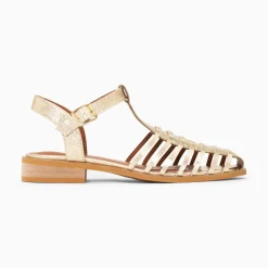 Sandales Plates Anne Style Pecheur A Fines Brides Or