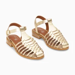 Sandales Plates Anne Style Pecheur A Fines Brides Or
