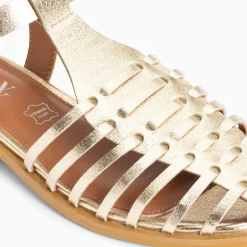 Sandales Plates Anne Style Pecheur A Fines Brides Or