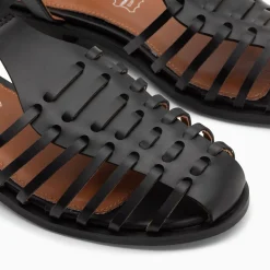 Sandales Plates Anne Style Pecheur A Fines Brides Noir Mate