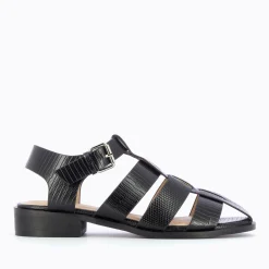 Sandales Plates Arielle Noires Style Pecheur