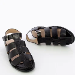 Sandales Plates Arielle Noires Style Pecheur