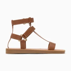 Sandales Plates Assia Camel A Scratchs