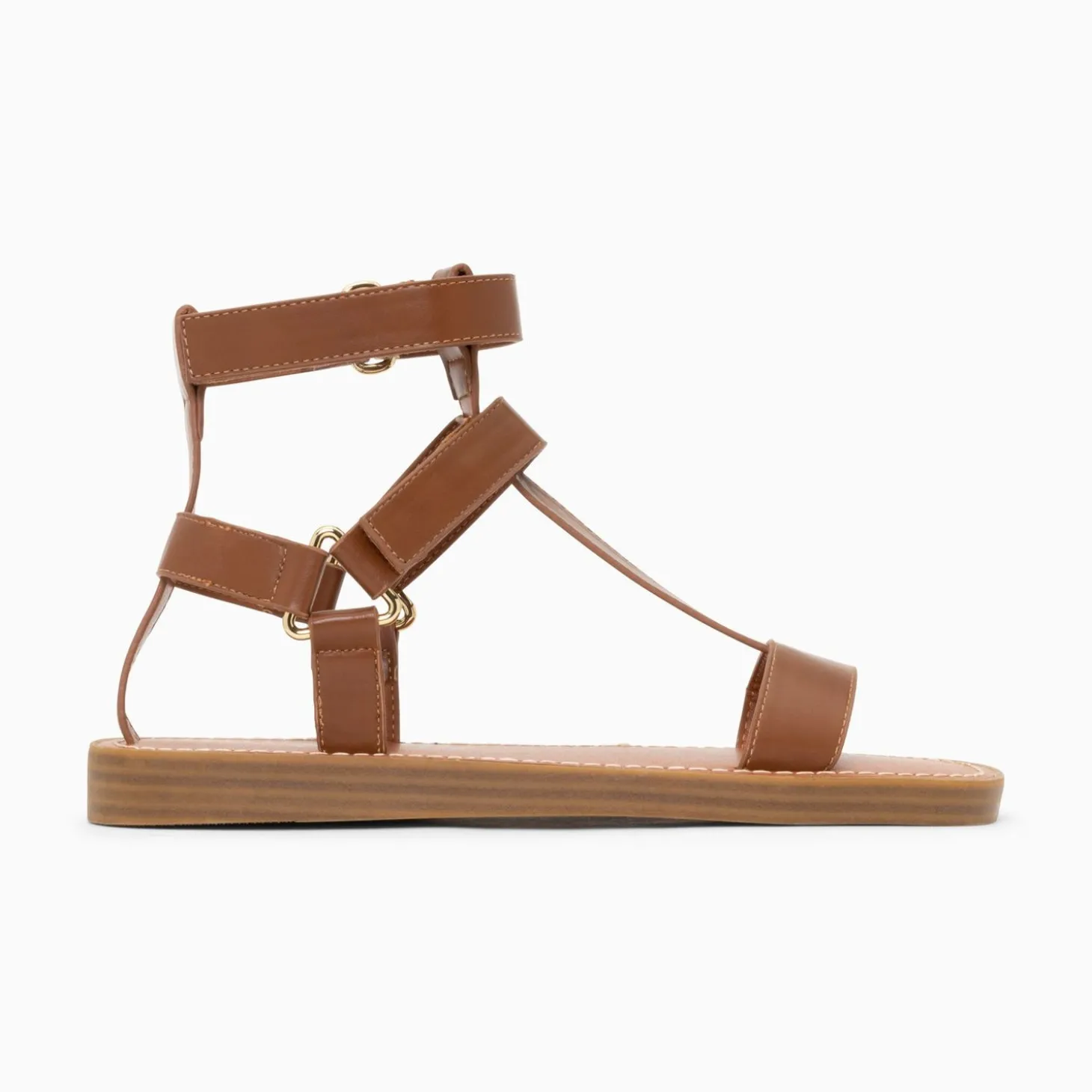 Sandales Plates Assia Camel A Scratchs