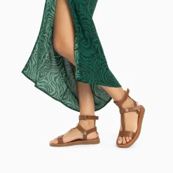 Sandales Plates Assia Camel A Scratchs