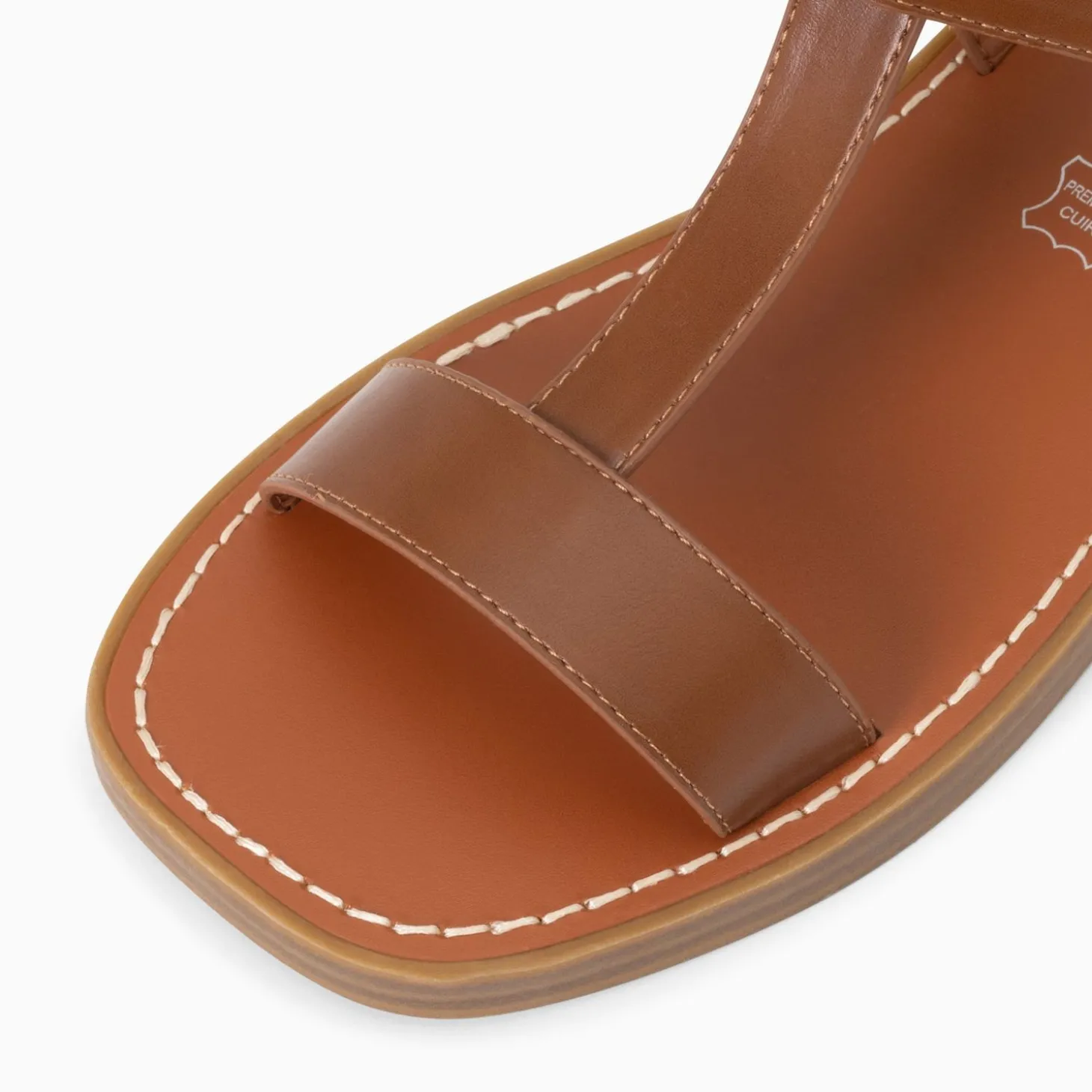 Sandales Plates Assia Camel A Scratchs