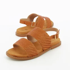 Sandales Plates Cassandre Tressees Camel