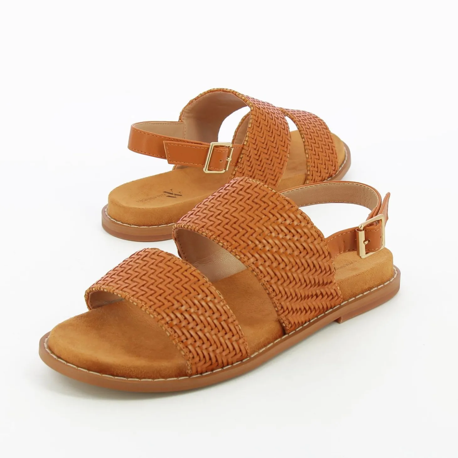 Sandales Plates Cassandre Tressees Camel
