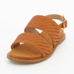 Sandales Plates Cassandre Tressees Camel