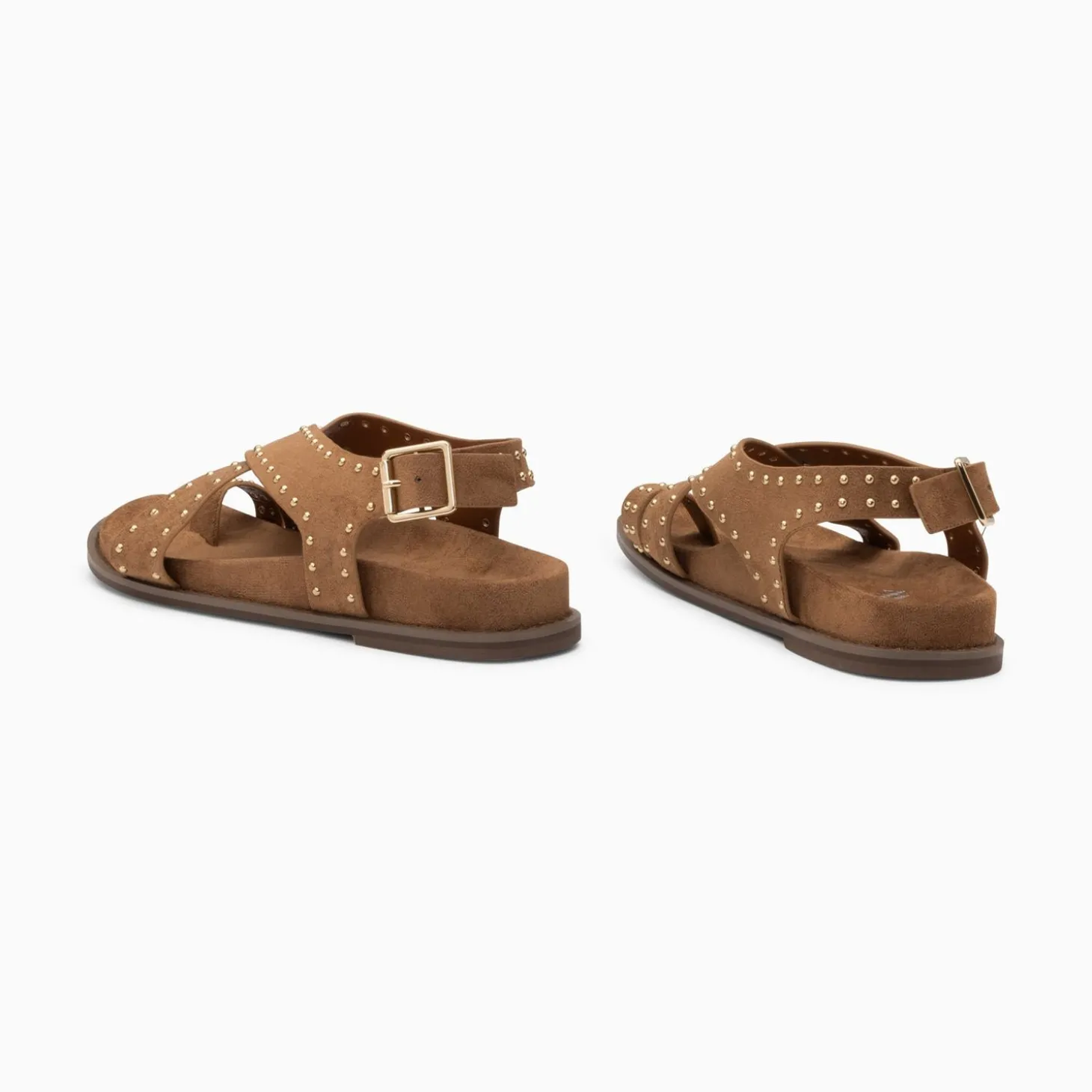 Sandales Plates Lucile Noisette A Clous