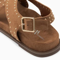 Sandales Plates Lucile Noisette A Clous