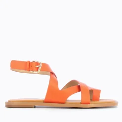 Sandales Plates Magali Orange A Passe-Pouce