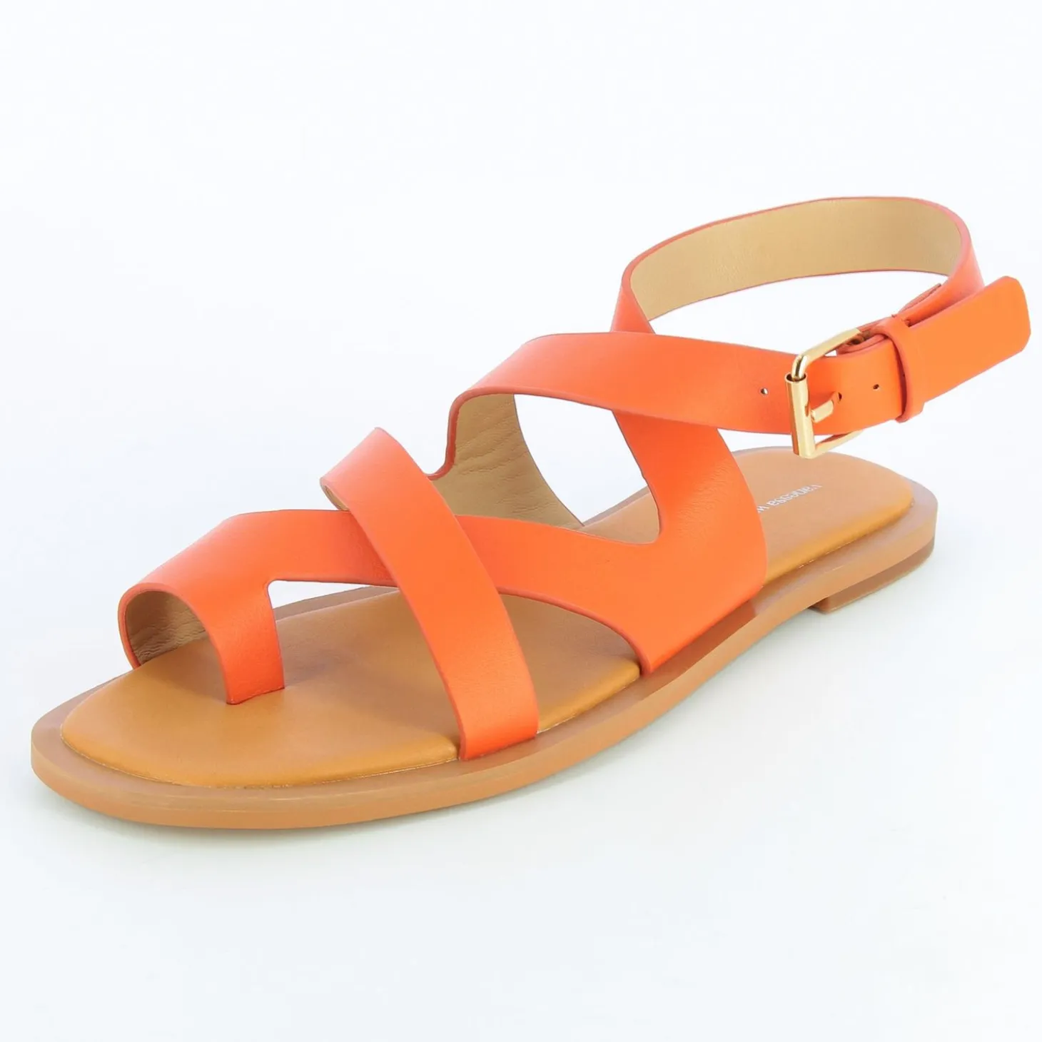 Sandales Plates Magali Orange A Passe-Pouce