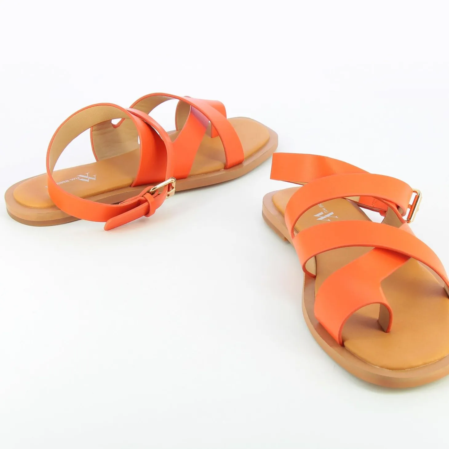 Sandales Plates Magali Orange A Passe-Pouce