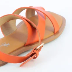 Sandales Plates Magali Orange A Passe-Pouce