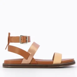 Sandales Plates Ninon Camel A Brides Rose Gold Et Rose Pale