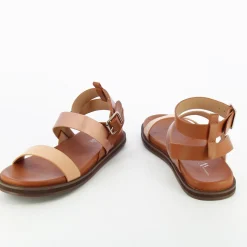 Sandales Plates Ninon Camel A Brides Rose Gold Et Rose Pale