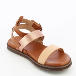 Sandales Plates Ninon Camel A Brides Rose Gold Et Rose Pale
