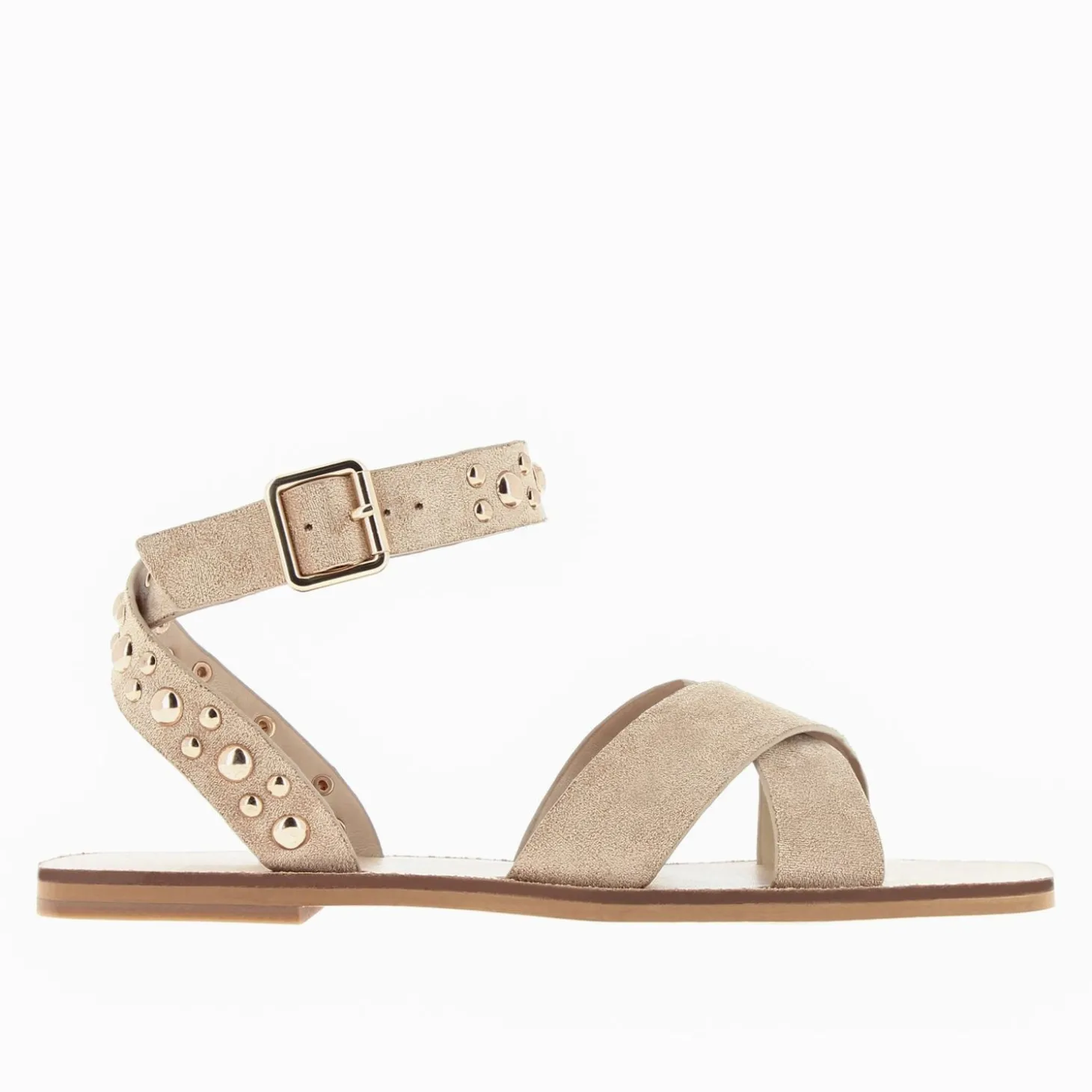 Sandales Plates Zora Beiges A Clous