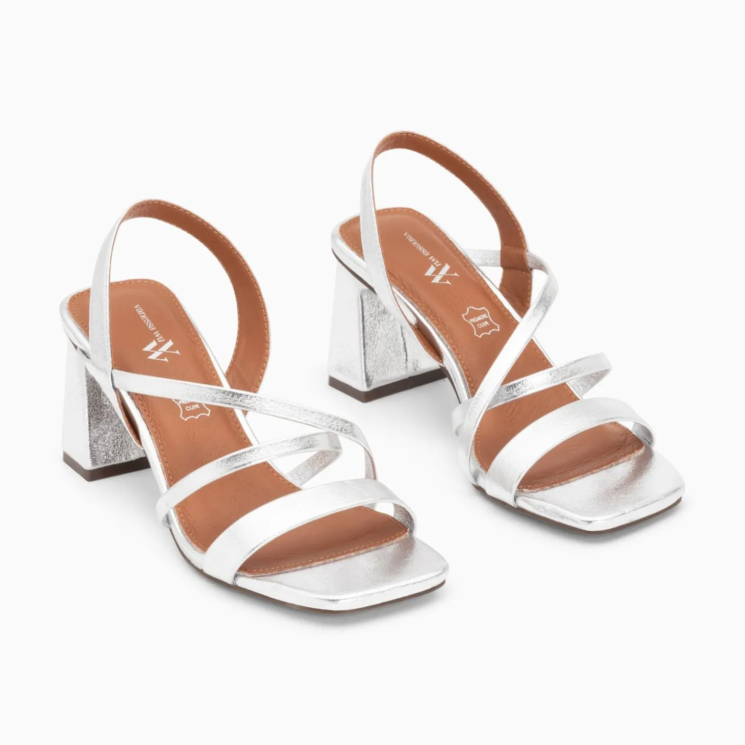 Sandales Priscilla Argent A Fines Brides Et Talon Haut