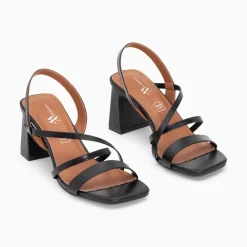 Sandales Priscilla Noires A Fines Brides Et Talon Haut