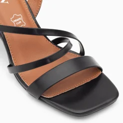 Sandales Priscilla Noires A Fines Brides Et Talon Haut