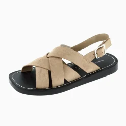 Sandales Terry Beiges A Brides Croisees