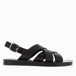 Sandales Terry Noires A Brides Croisees