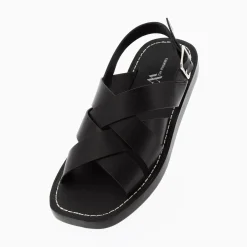 Sandales Terry Noires A Brides Croisees