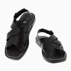 Sandales Terry Noires A Brides Croisees